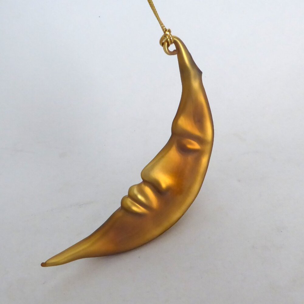 NEW 5.75” DEPT 56 FROSTED MERCURY BLOWN GLASS GOLD HALF MOON CHRISTMAS ORNAMENT - Picture 5 of 11